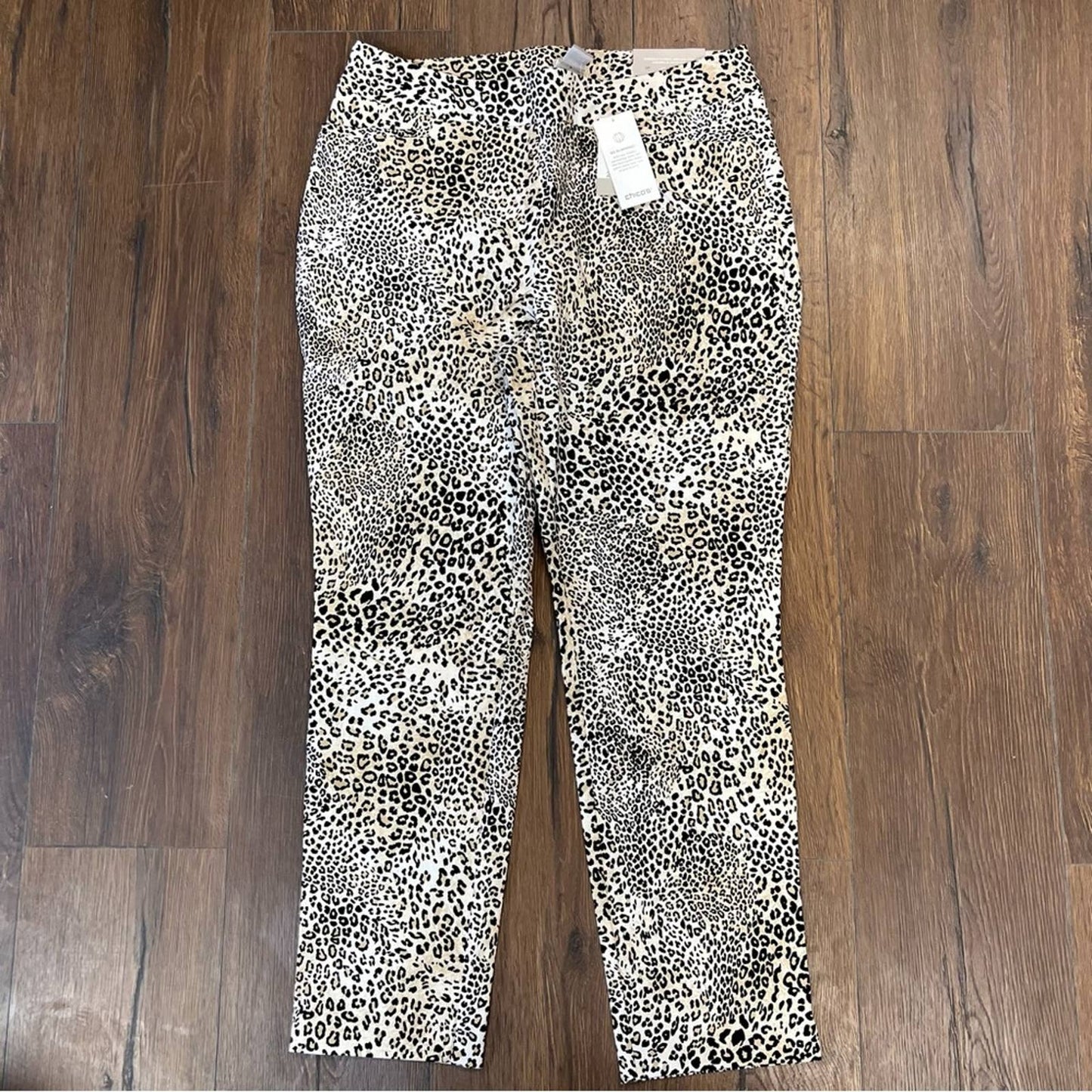 🆕 Chicos So Slimming Brigitte Animal-Print Slim Ankle Pants SZ 2/12