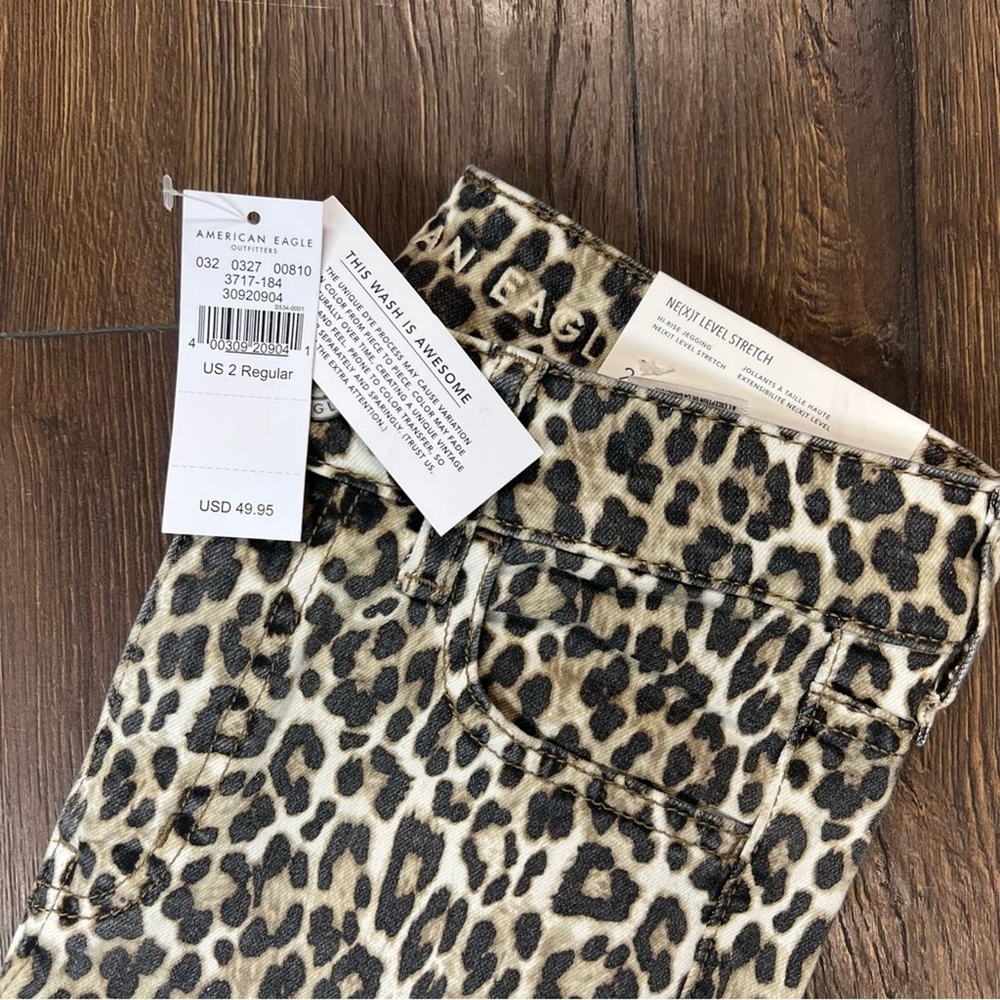 🆕 American Eagle leopard print jeggings SZ 2