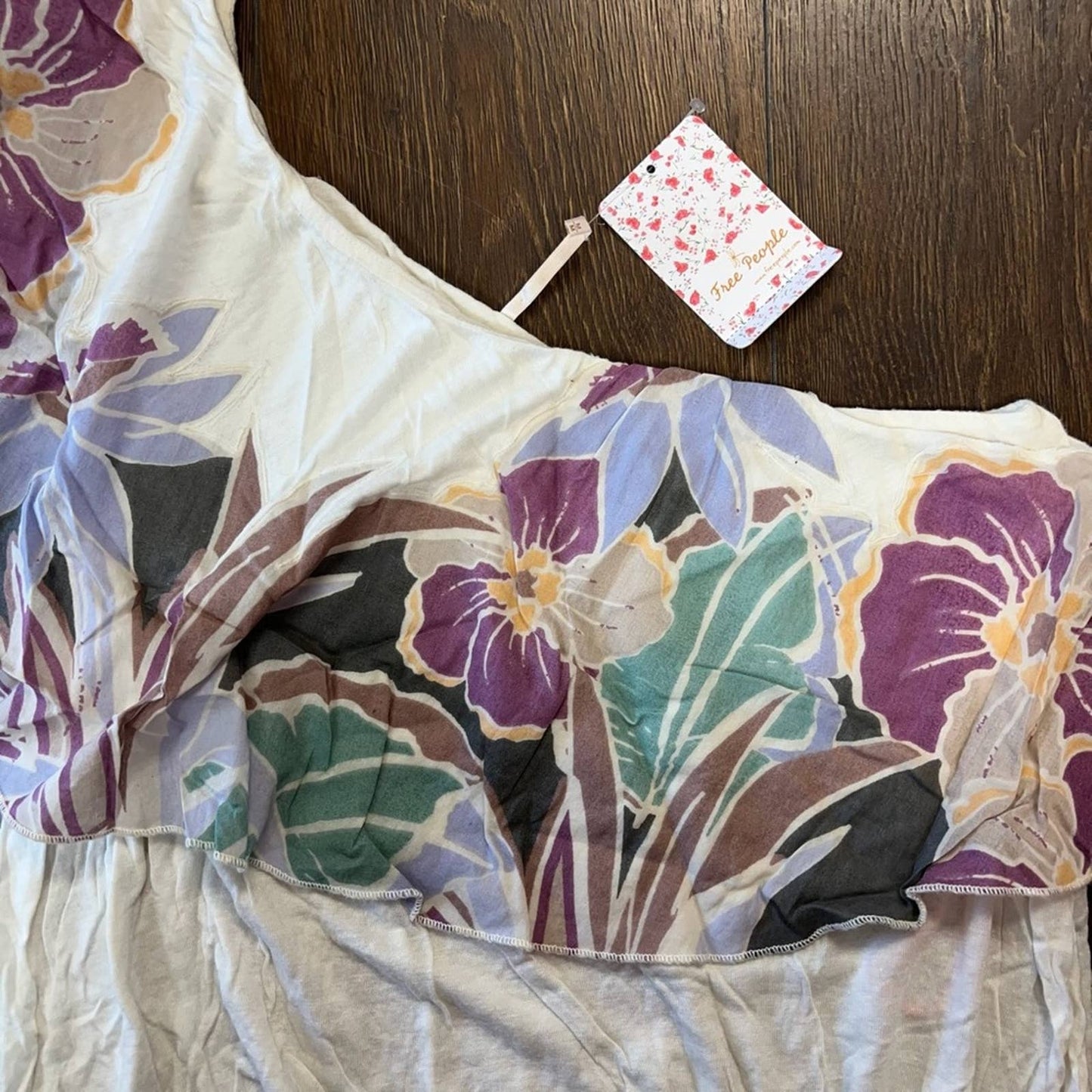 🆕 Free people linen floral one shoulder tank SZ MED