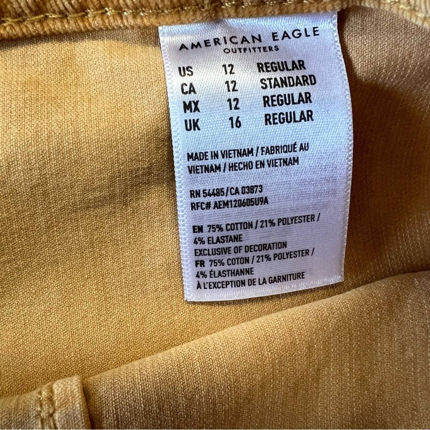 🆕 American Eagle yellow corduroy mini skirt SZ 12