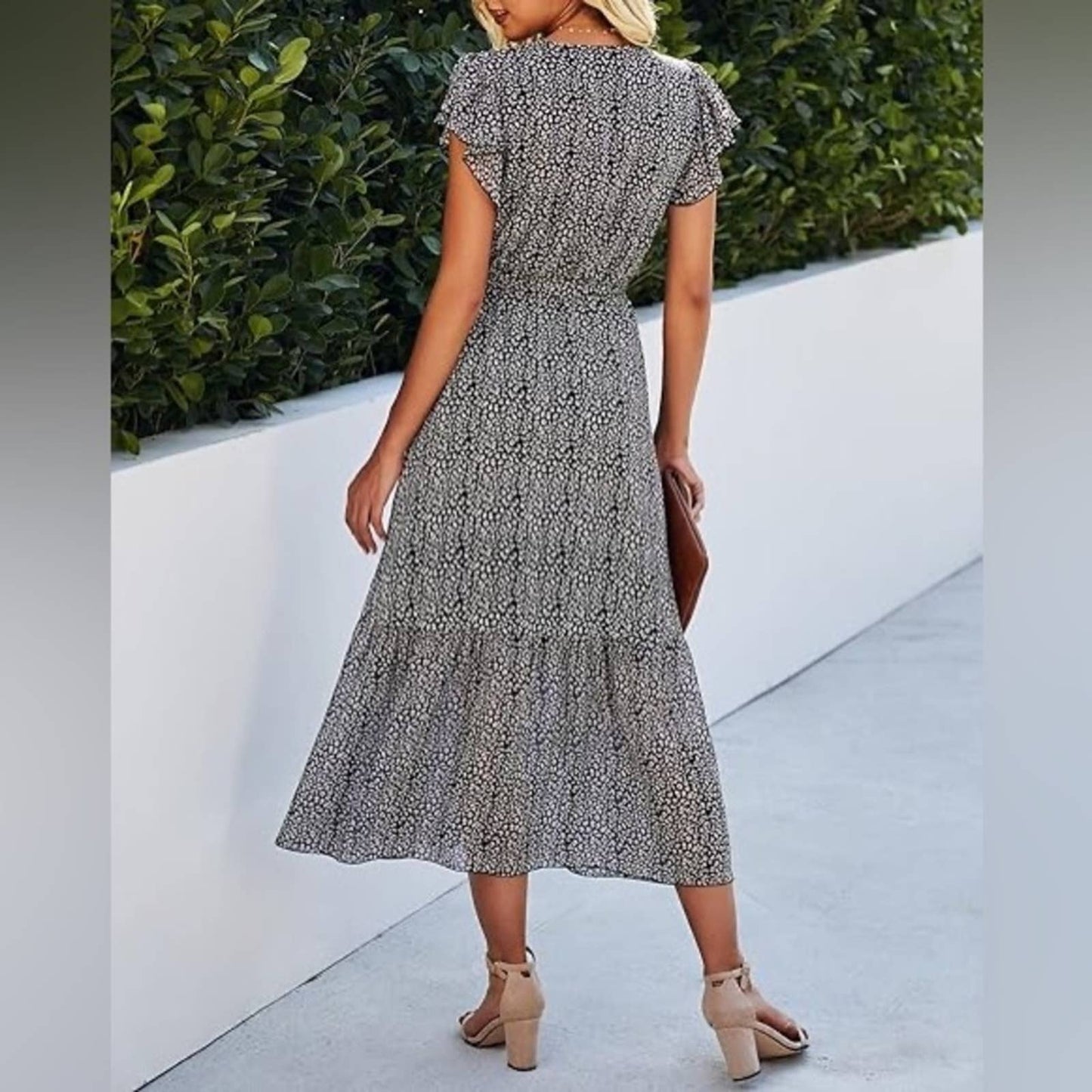 🆕 BTFBM Women Summer Bohemian
Floral Casual Wrap V Neck Ruffle SZ SM