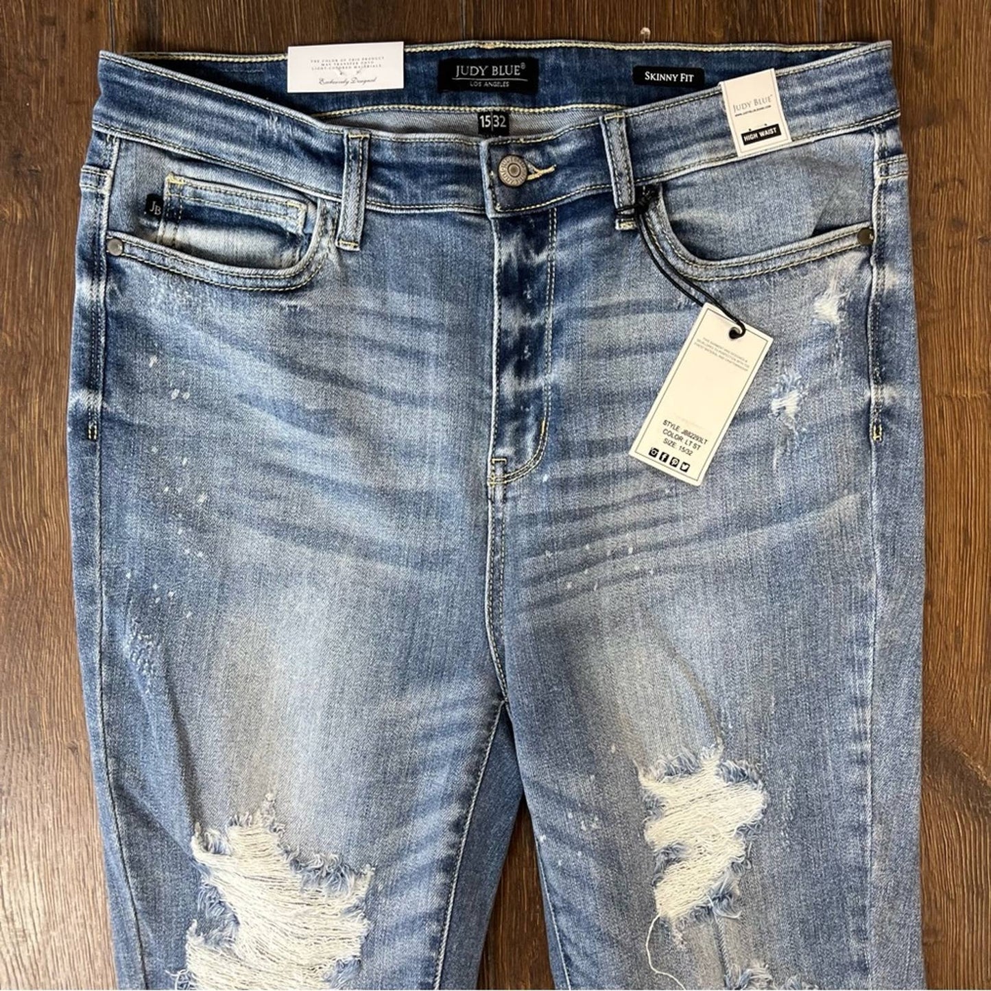 🆕 Judy Blue Evanston Bleach Destroyed High Rise Skinny SZ 15/32