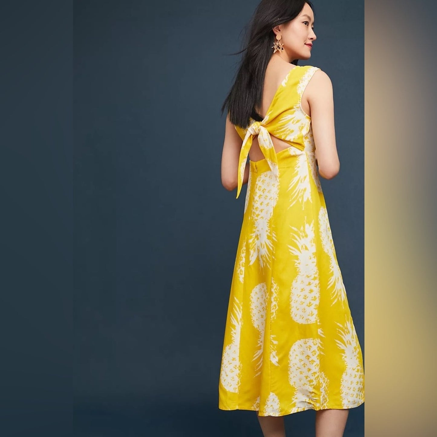 Maeve by anthropologie midi pineapple dress SZ 16