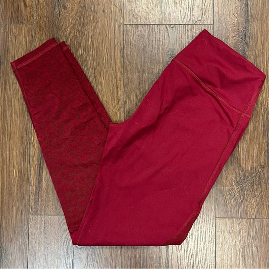 Victoria secret sport cranberry cheetah print mesh leggings SZ MED