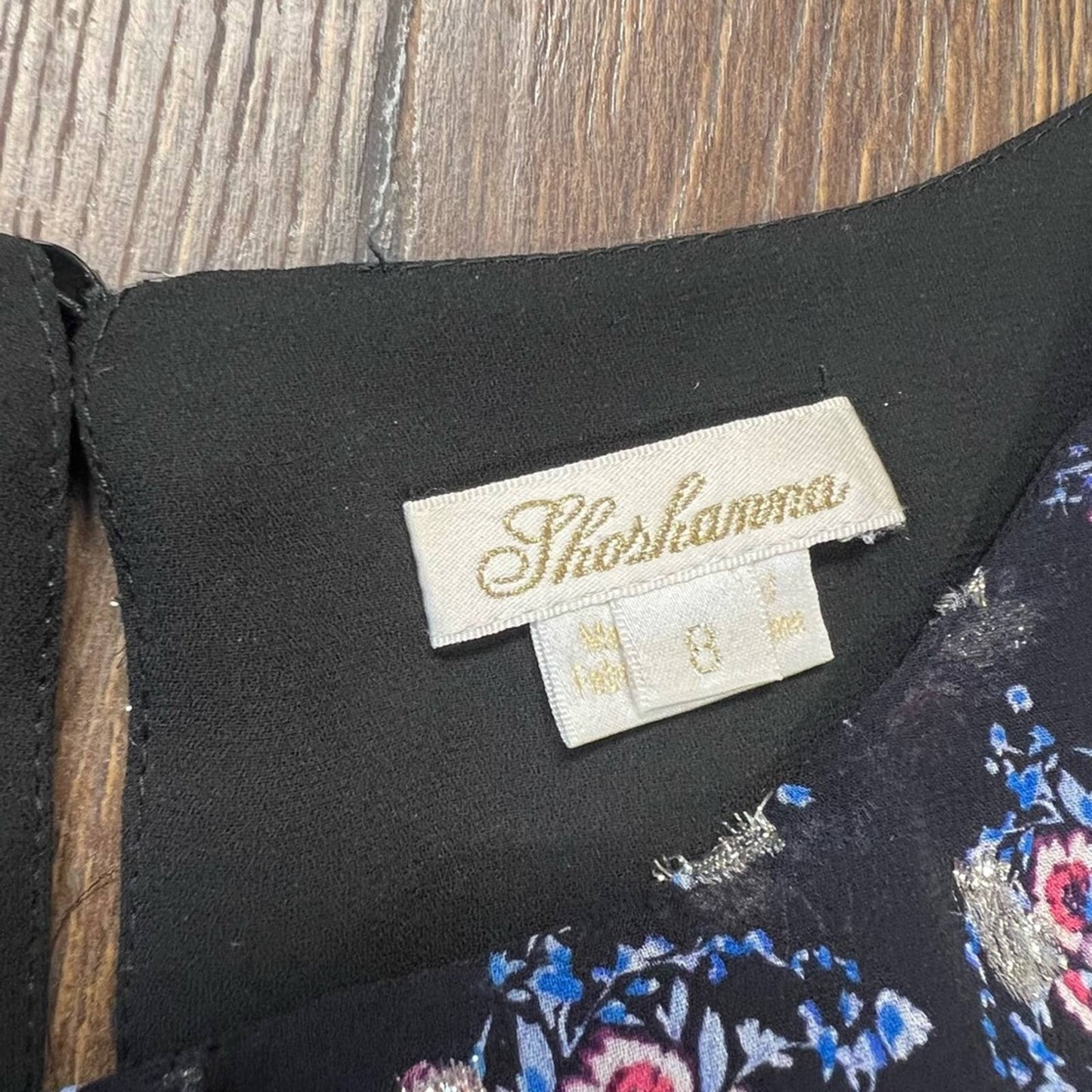 Shoshanna MAISIE CEDAR FLORAL METALLIC-PRINT FLUTTER-SLEEVE DRESS SZ 8
