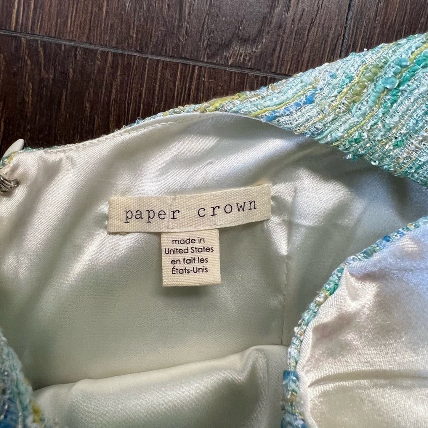 Paper crown parkside pleated tweed dress SZ LG