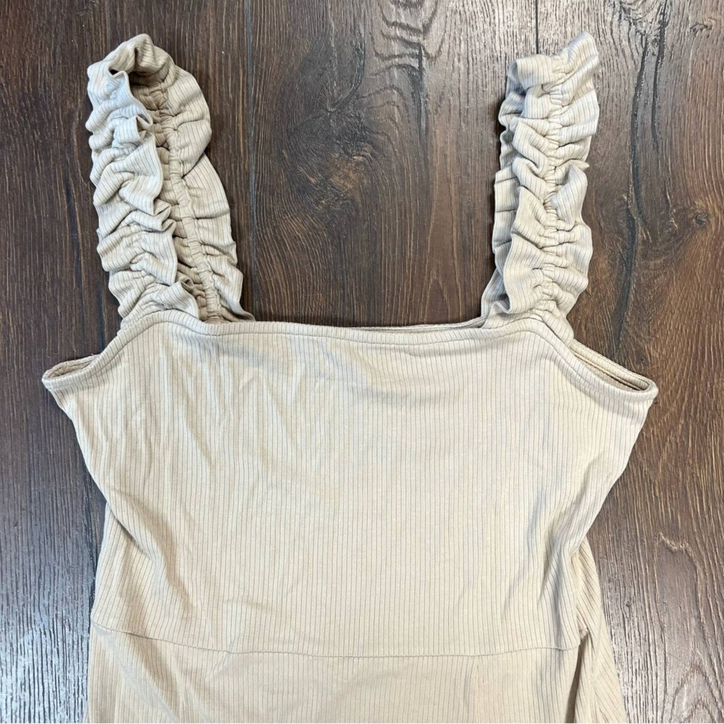 Sweet Lemon tan ribbed midi dress SZ LG