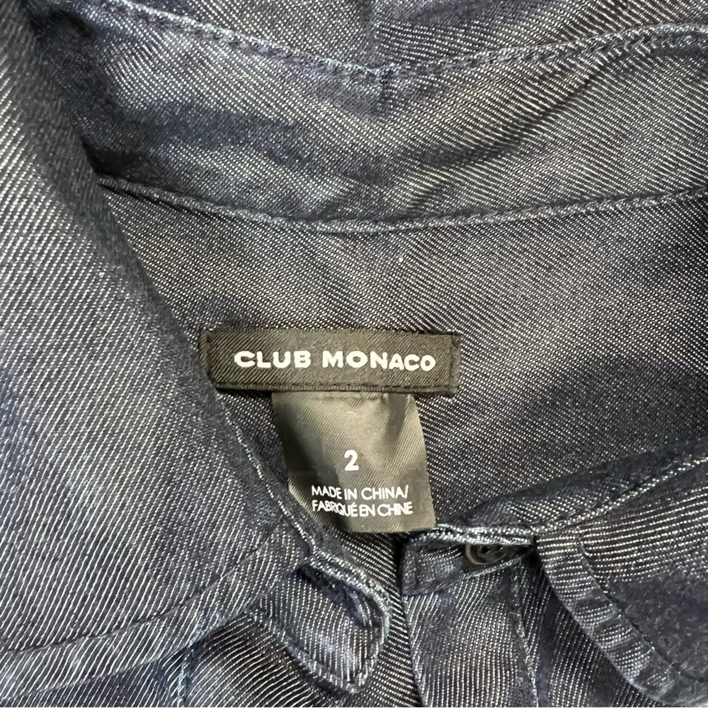 Club Monaco Dark Blue Denim Tie Dress SZ 2