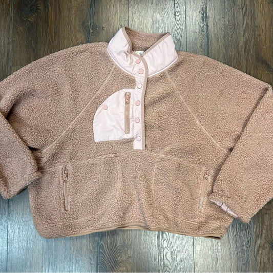 Peach Love California half snap pullover Sherpa SZ LG