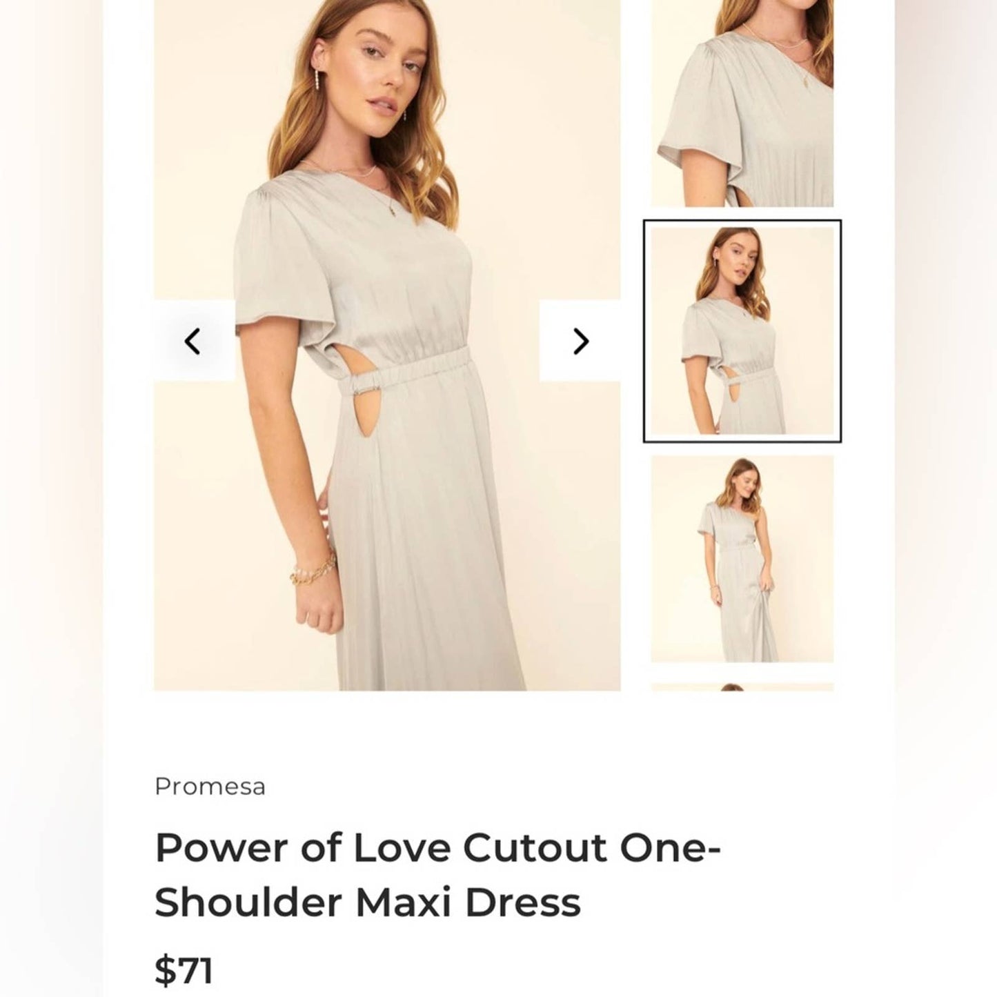 Promesa Power of Love Cutout One-Shoulder Maxi Dress SZ MED