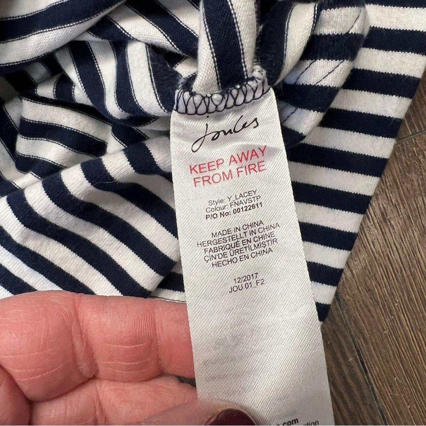 Joules Women's Lacey Lace Front Sweatshirt - French Navy Stripe SZ 6