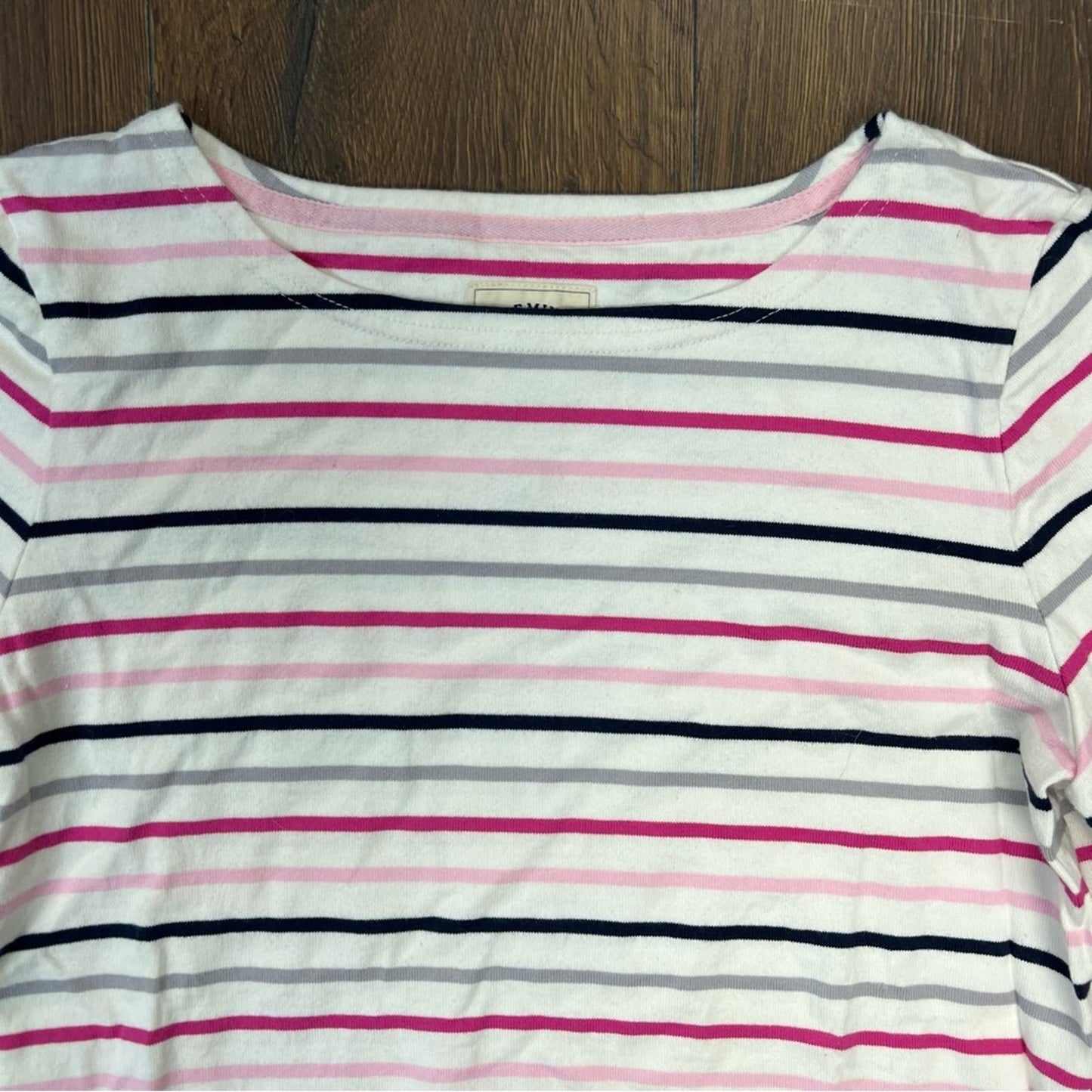 Joules Striped Harbour Top with 3/4 Sleeve SZ 10
