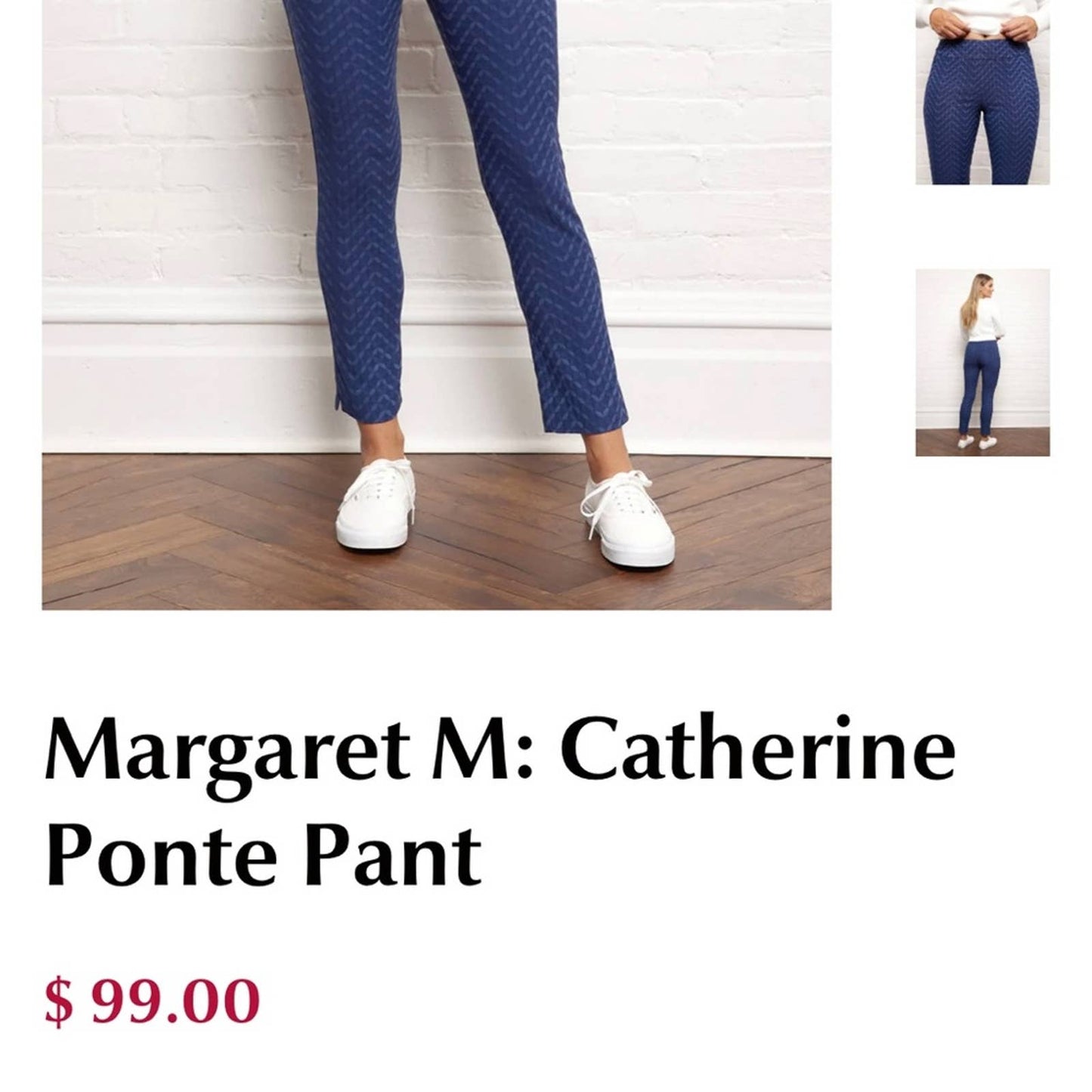 🆕 Margaret M: Catherine Ponte Pant- Navy jacquard SZ XL