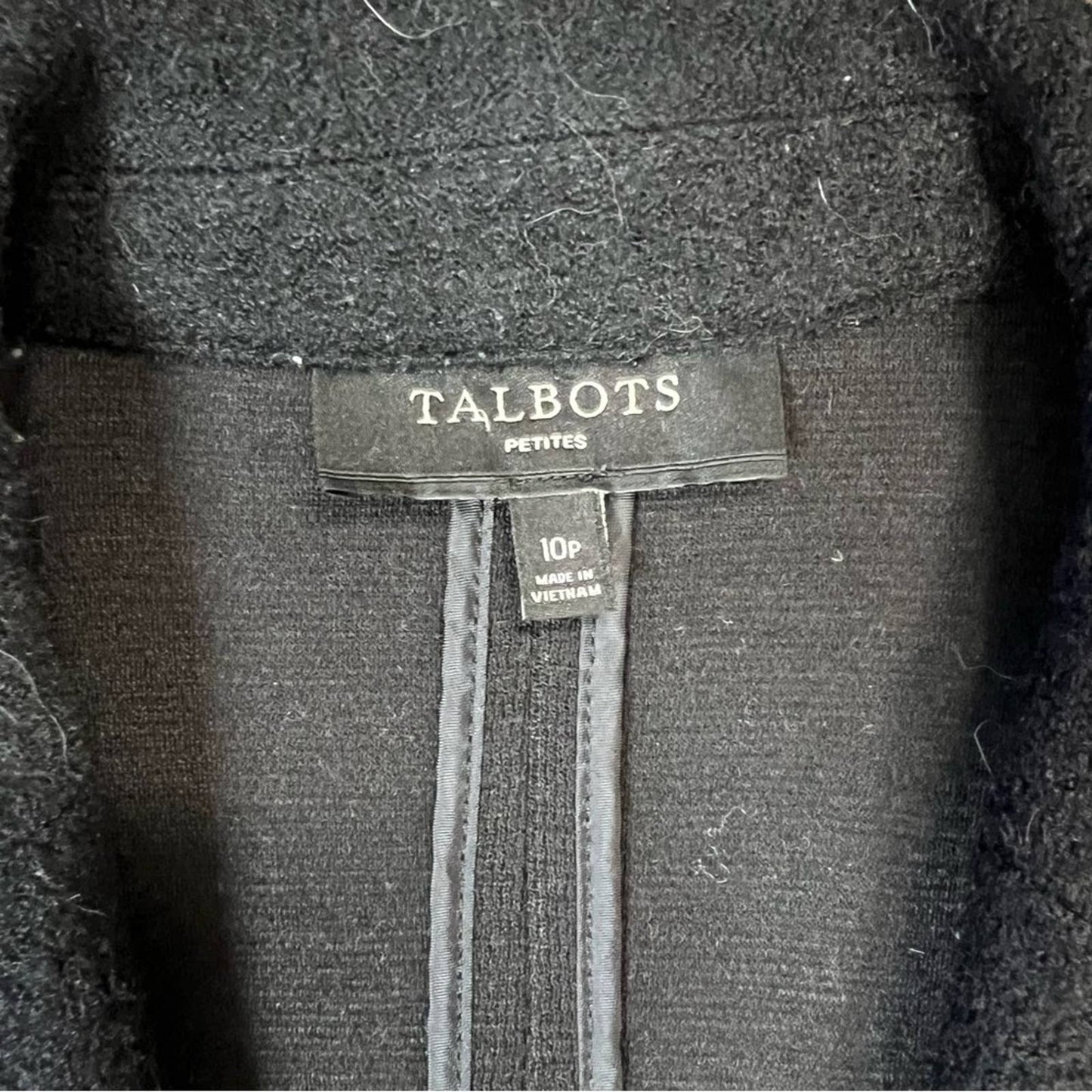 Talbots Black Wool Blend Fitted Career Blazer SZ 10P