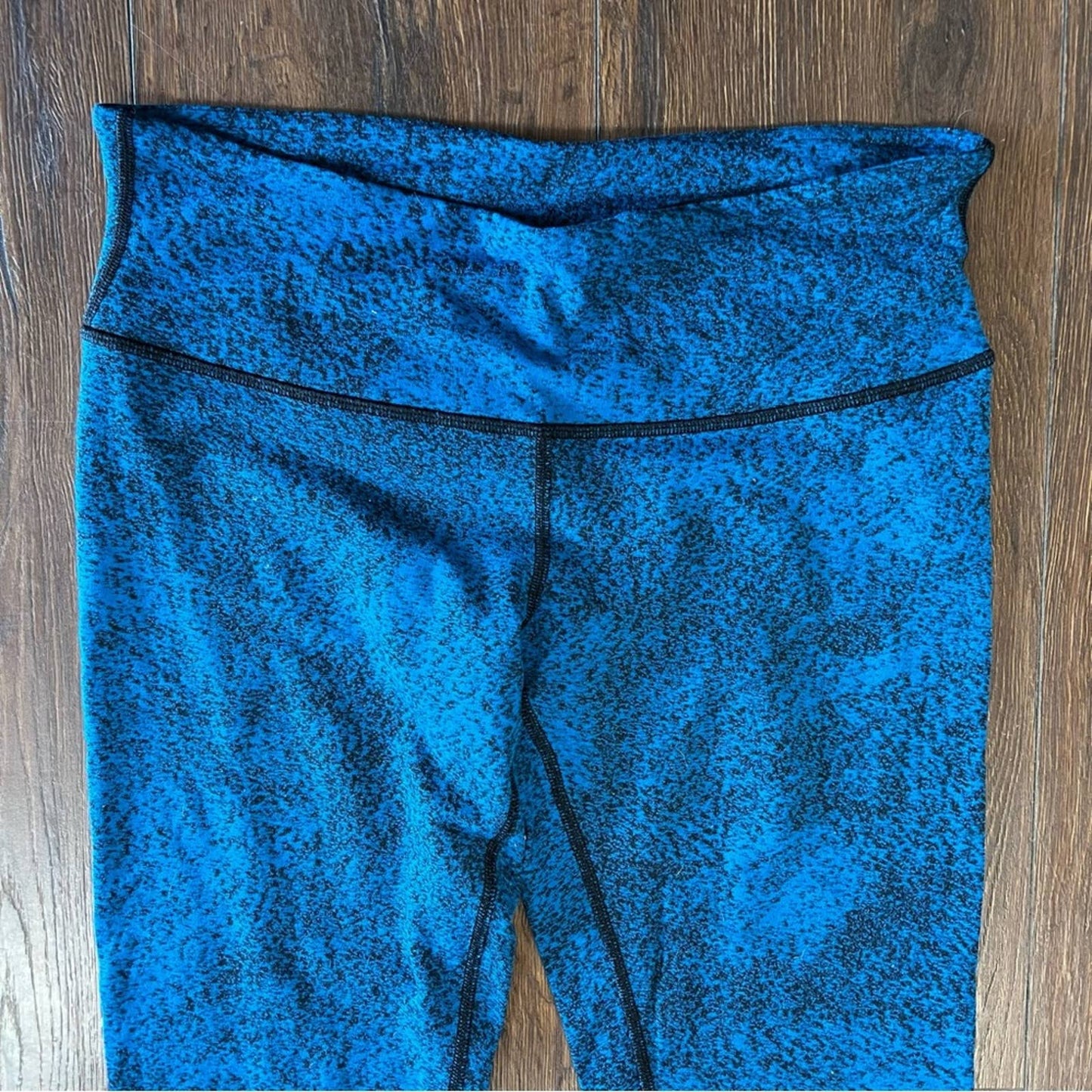 Lululemon Wunder Under Pant III Luon Spray Jacquard Shocking Blue Black SZ 8