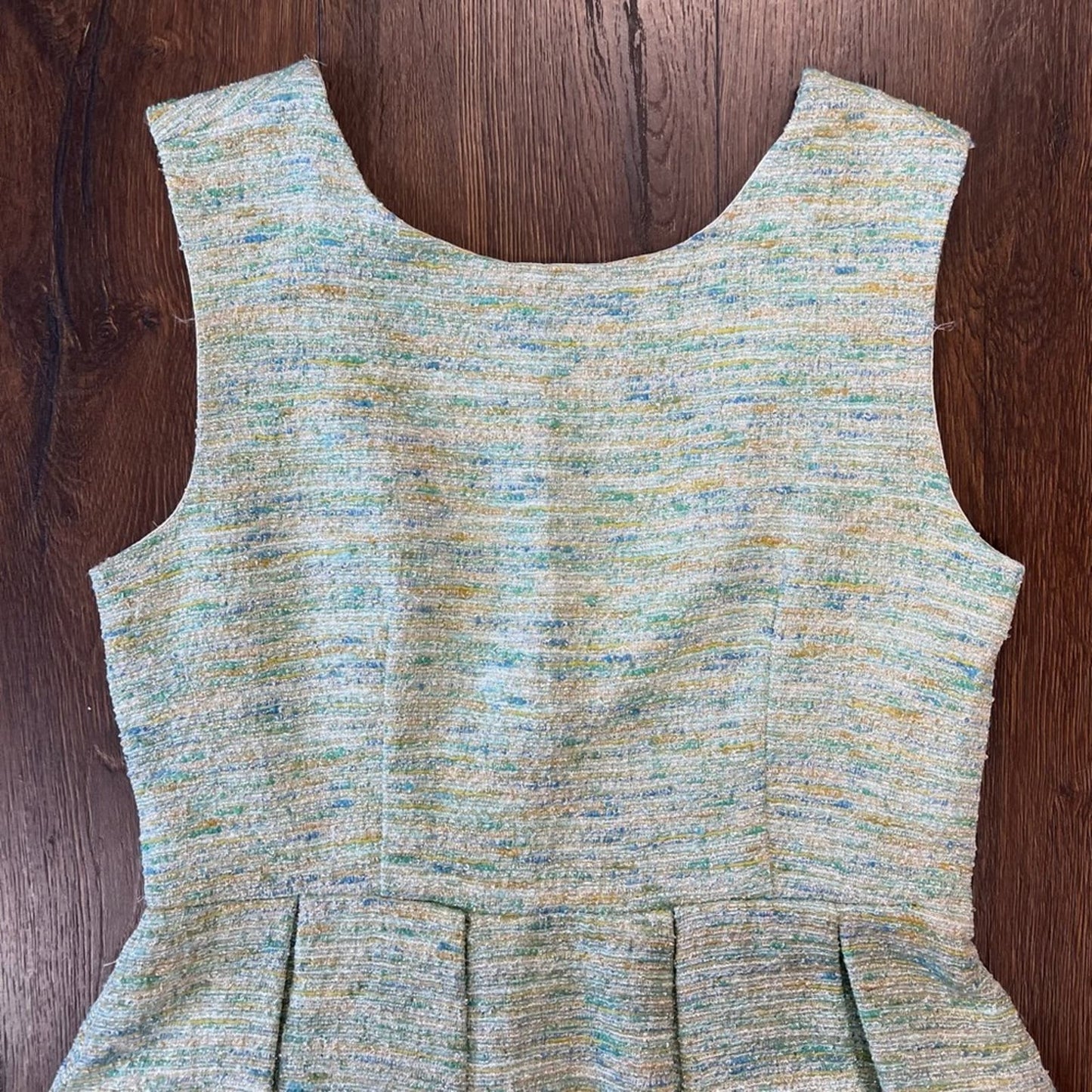 Paper crown parkside pleated tweed dress SZ LG
