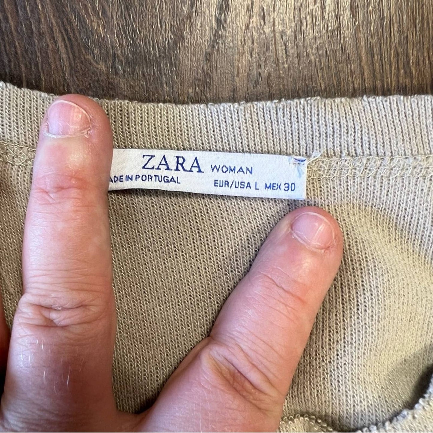 ZARA tan oversized crop top SZ LG