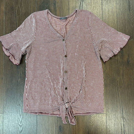 Gyft tie front striped shirt SZ MED