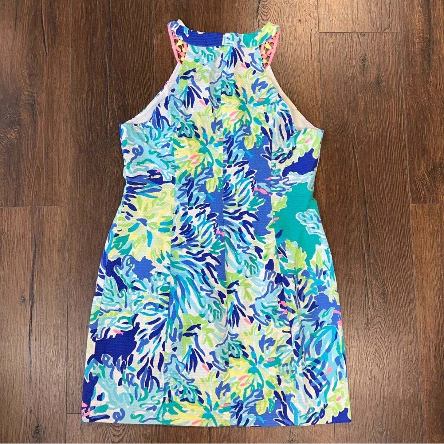 Lilly Pulitzer Pearl Shift Dress Brillant Blue Wade And Sea SZ 14