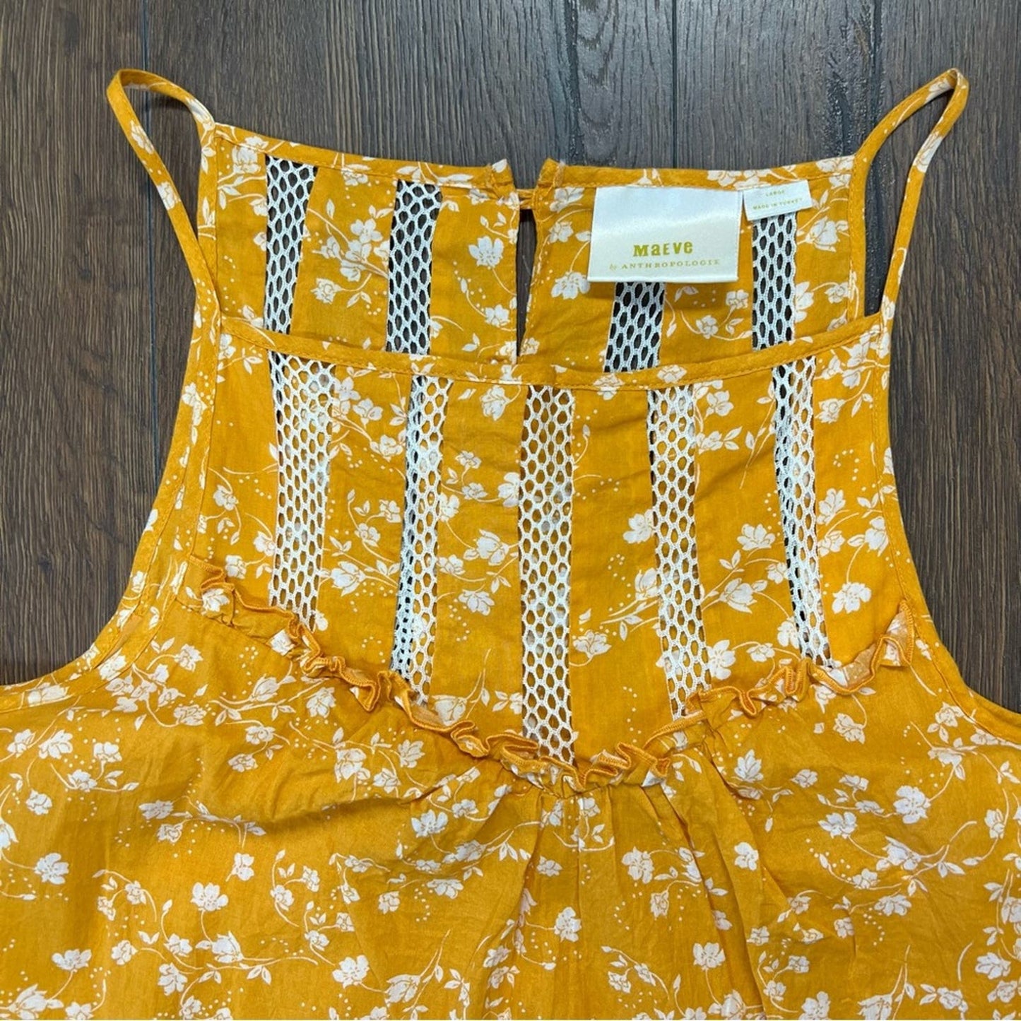 Anthropologie Maeve Martell Floral Yellow Tank Top SZ LG