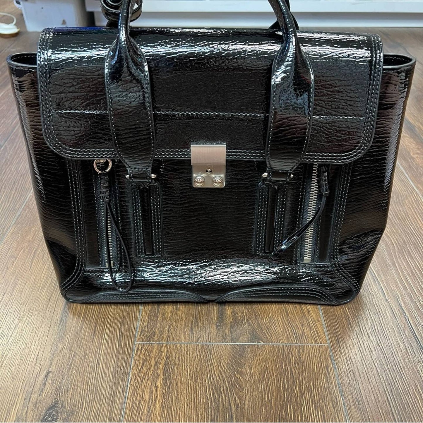 3.1 Phillip Lim Black Patent Leather Pashli Satchel