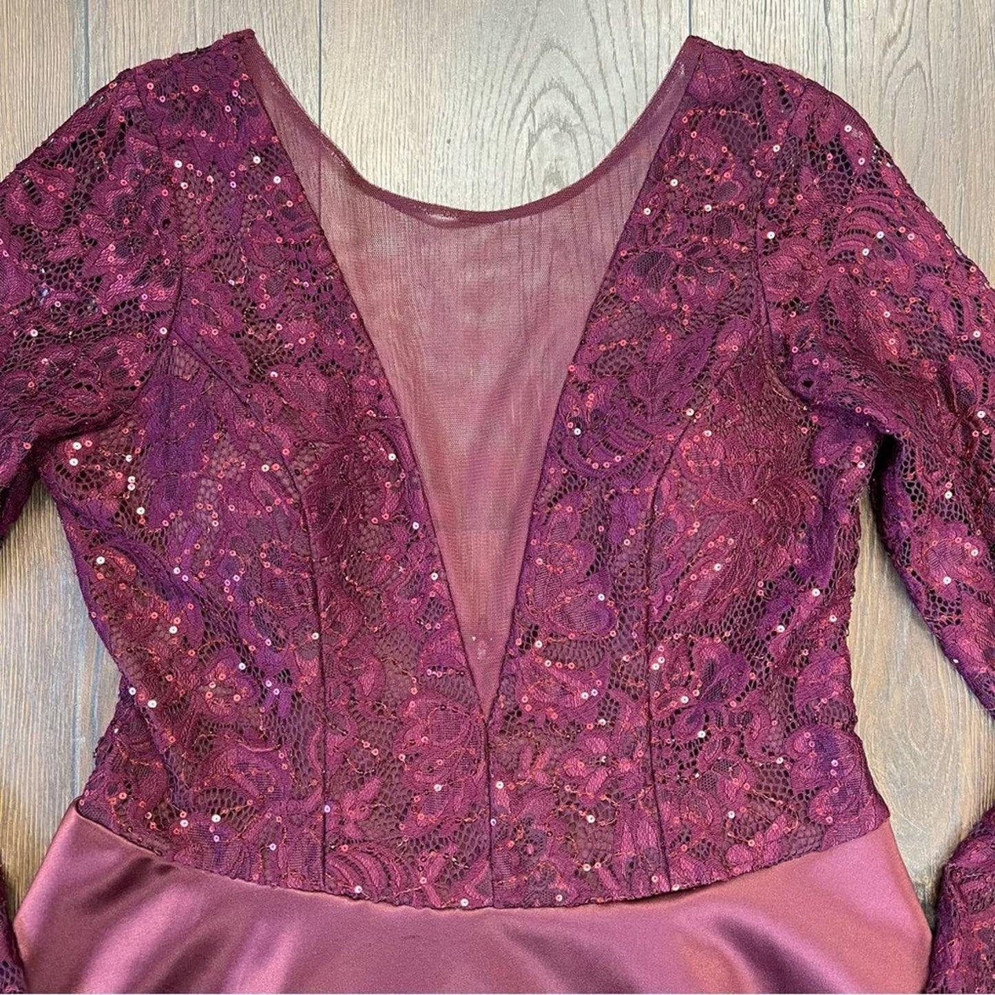 My Michelle satin/sequin long sleeve mini dress SZ XL