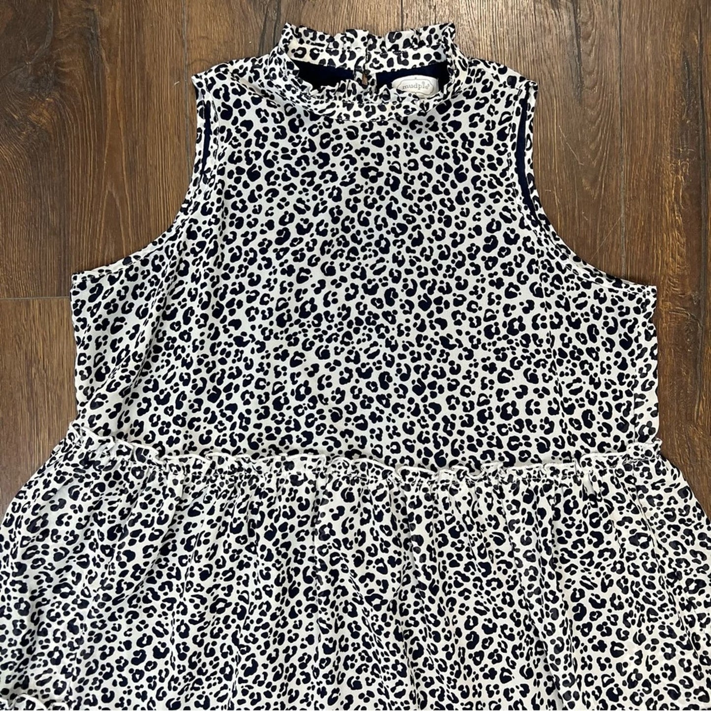 Mud Pie Nsomi Ruffle Dress in Navy Leopard SZ MED