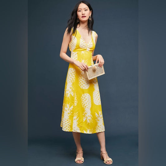 Maeve by anthropologie midi pineapple dress SZ 16