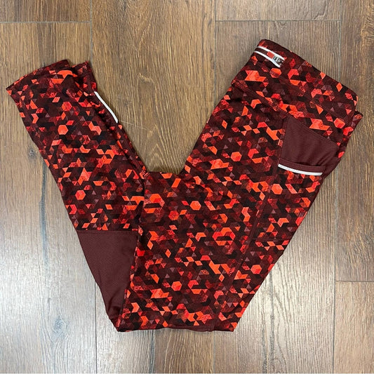 Athleta Be Free Legging Red Geometric Triangular SZ MED