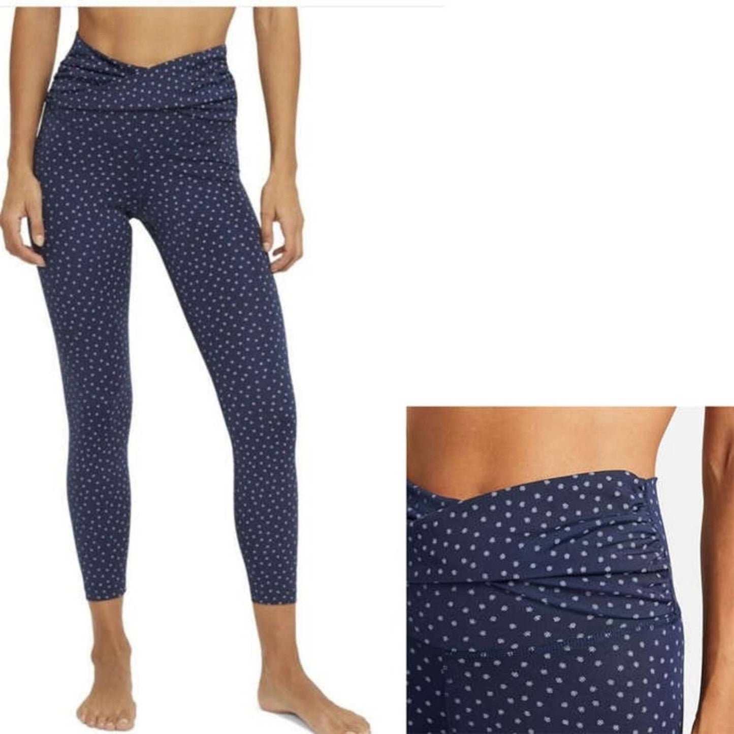 🆕 Nike Dri-fit Blue Yoga Polka Dots Printed Twist 7/8 Tight Leggings SZ XS