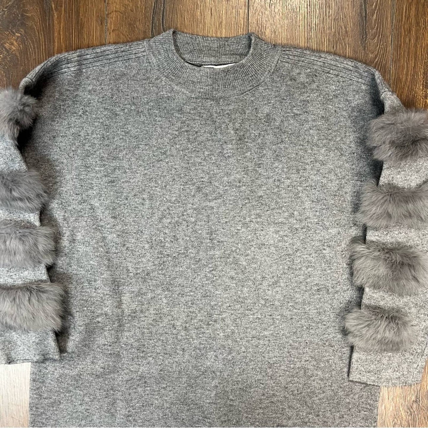Joy Joy Female Hairy Fur Splicing Long Sleeve Warm Fluffy Sweater dress SZ SM
