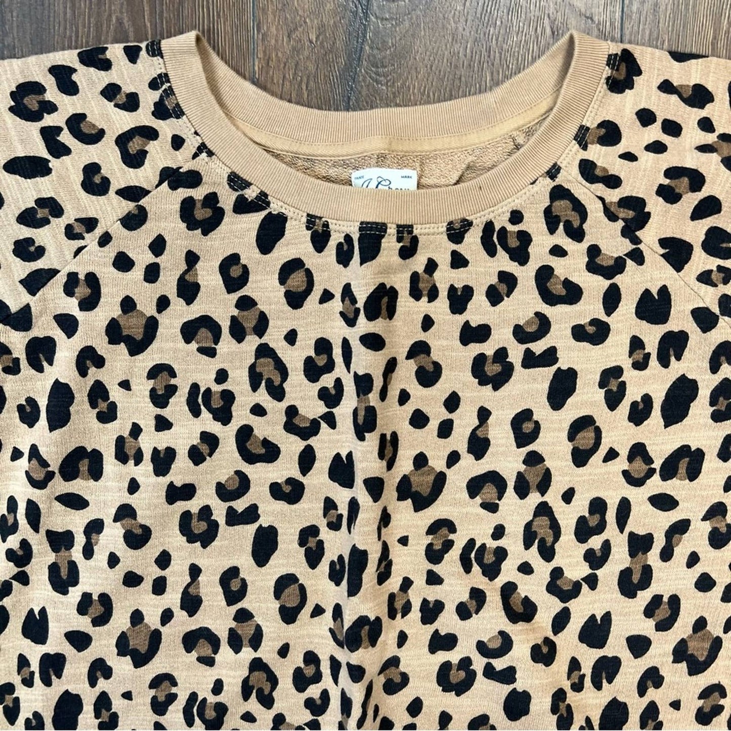 J. Crew Vintage Cotton Terry Crewneck Leopard SZ XL
