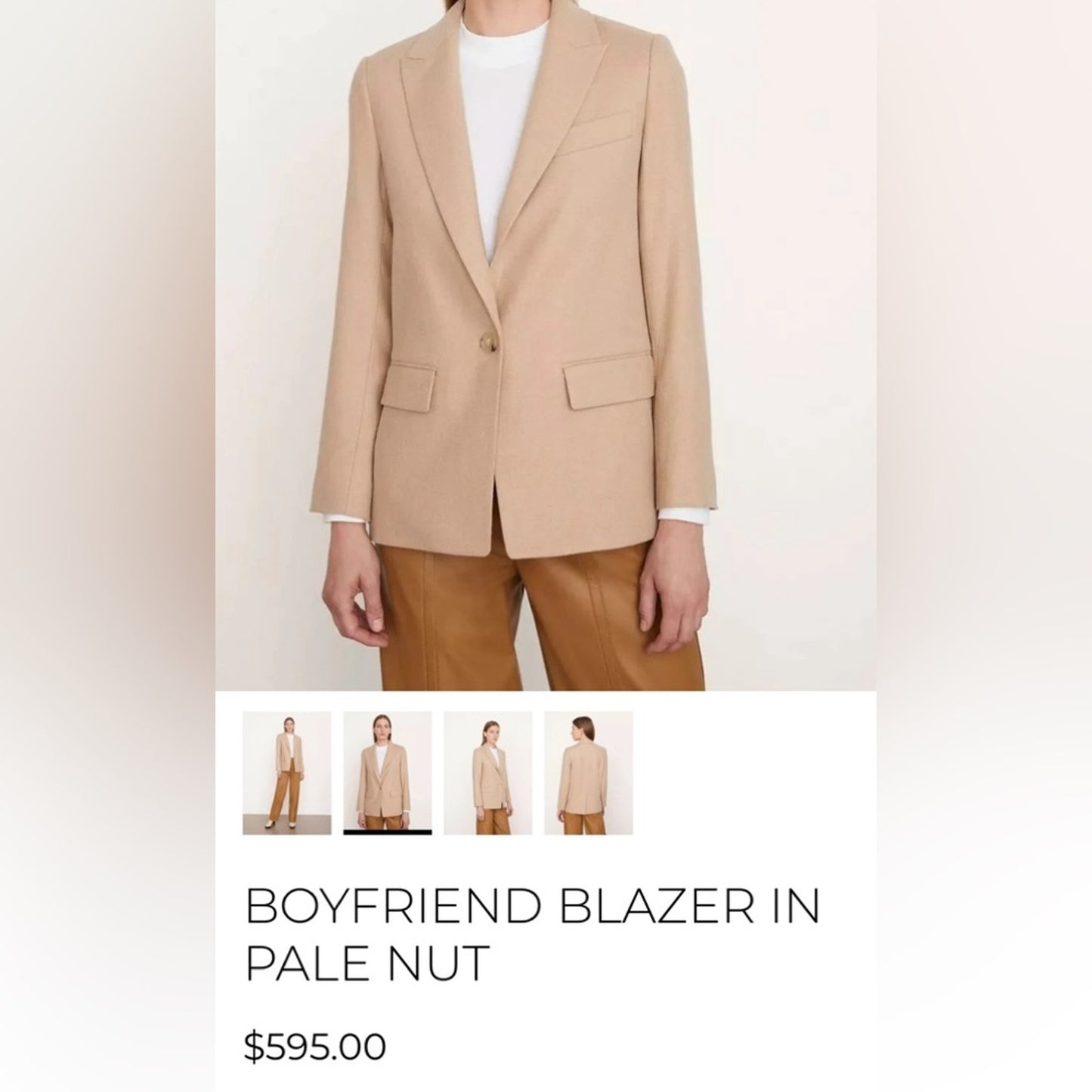 VINCE. BOYFRIEND BLAZER IN PALE NUT SZ 8