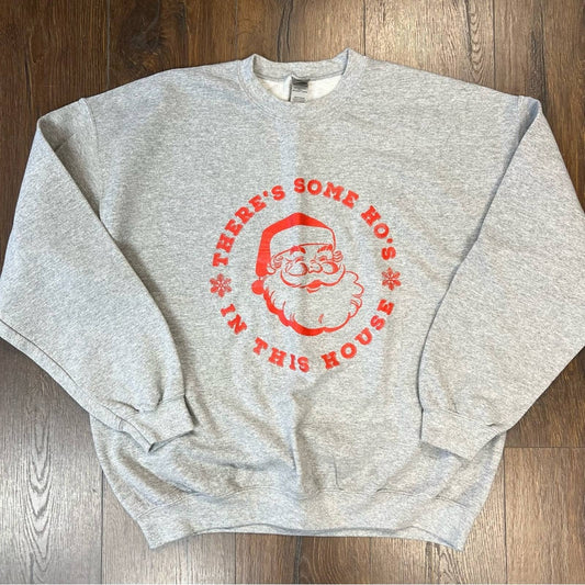 Gildan Christmas “There’s some Ho’s in this House” crew neck sweatshirt SZ XL