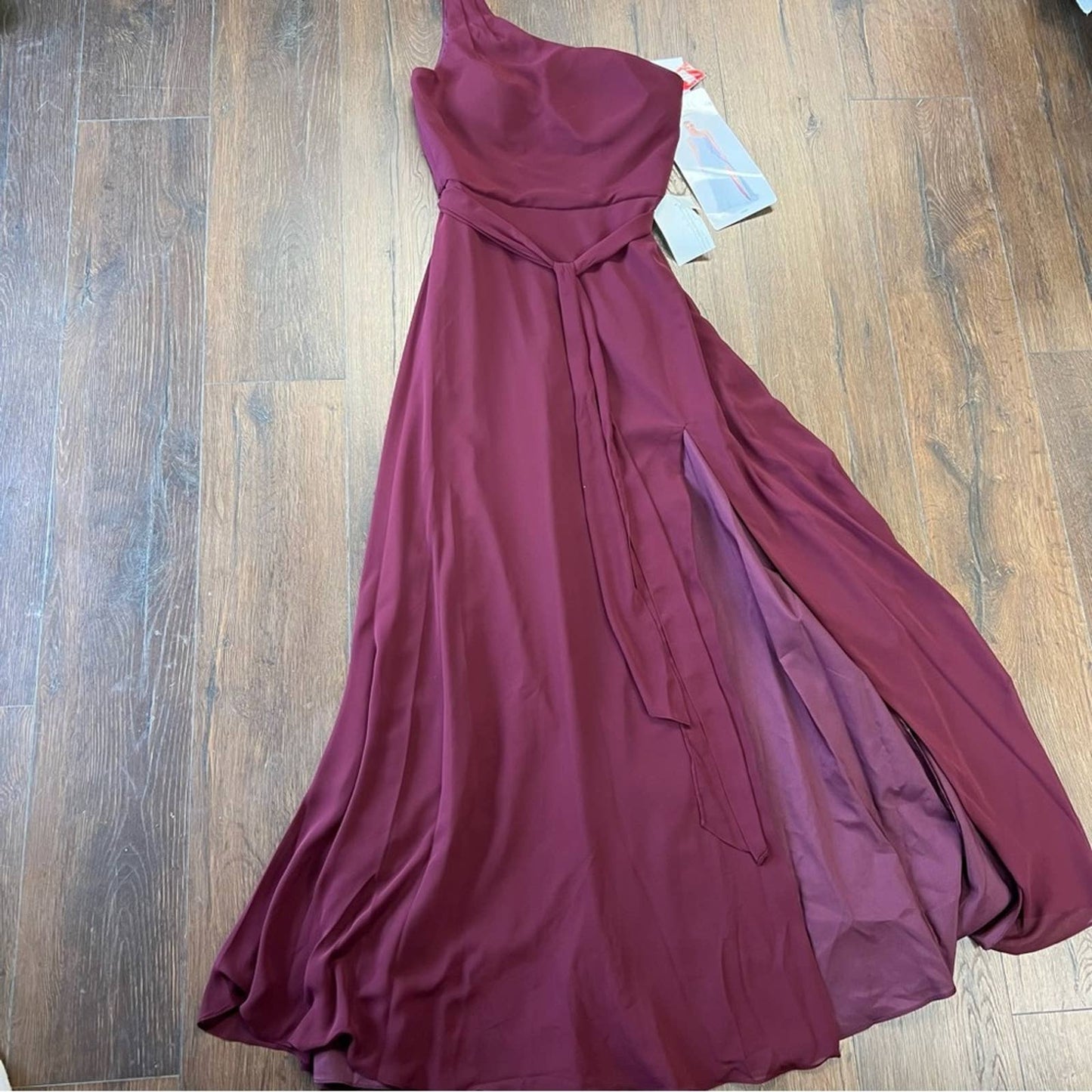 🆕 Mori lee One Shoulder Chiffon Bridesmaid Dress SZ 8