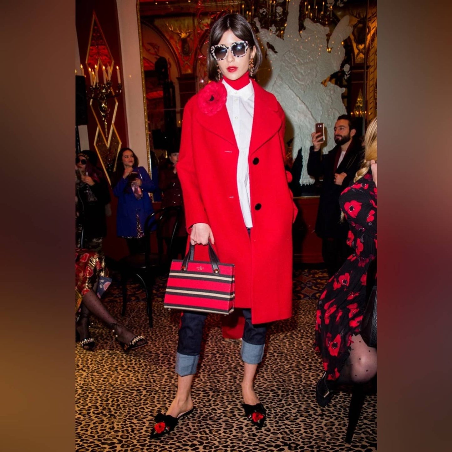 Kate spade ooh la la red Wool boucle poppy dress coat, fashion week 2017 SZ 4