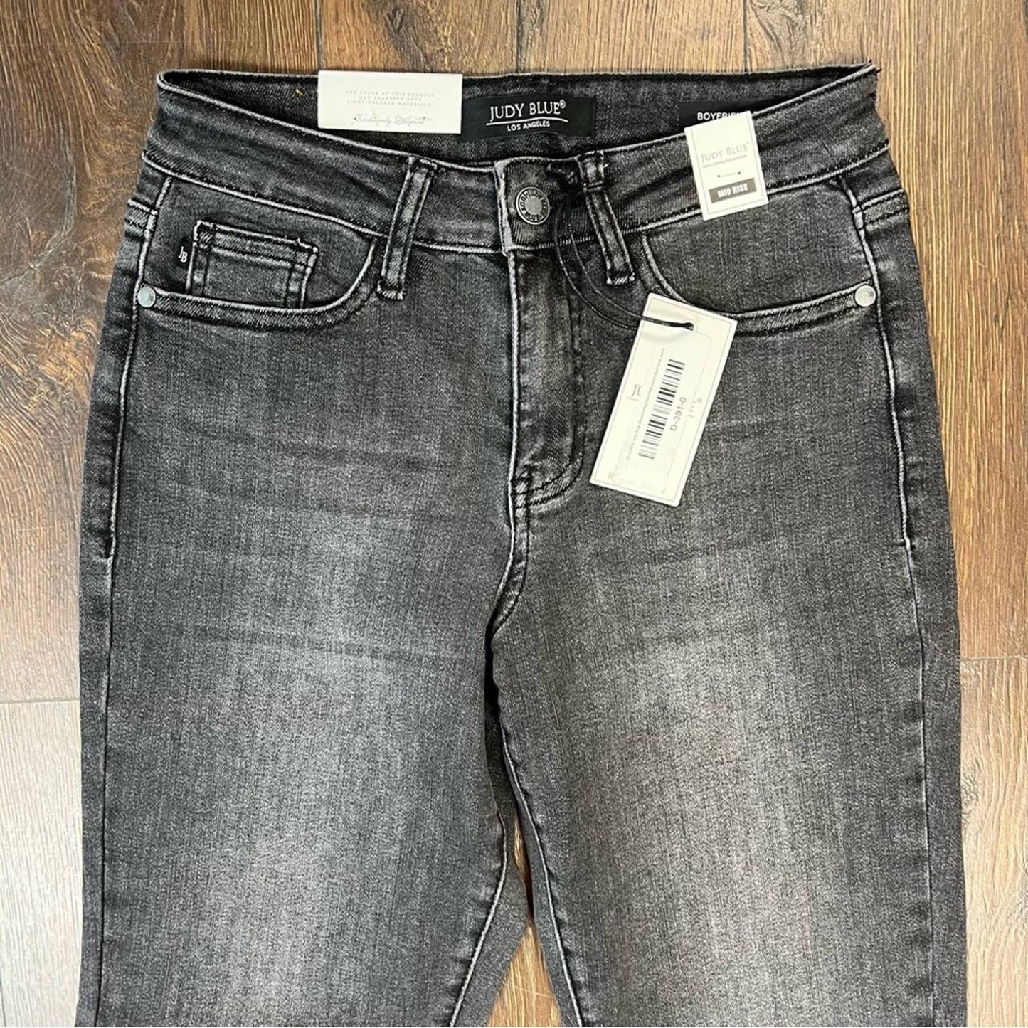 🆕 Judy Blue Black Handsand Cuffed Boyfriend Jeans SZ 0/24