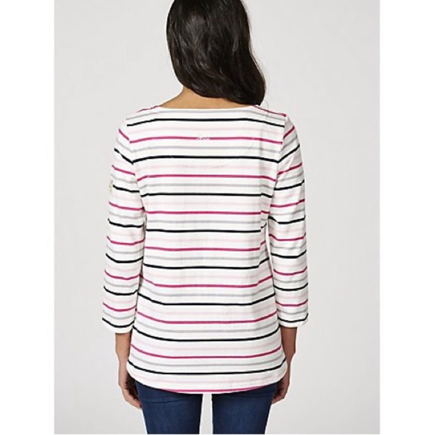 Joules Striped Harbour Top with 3/4 Sleeve SZ 10