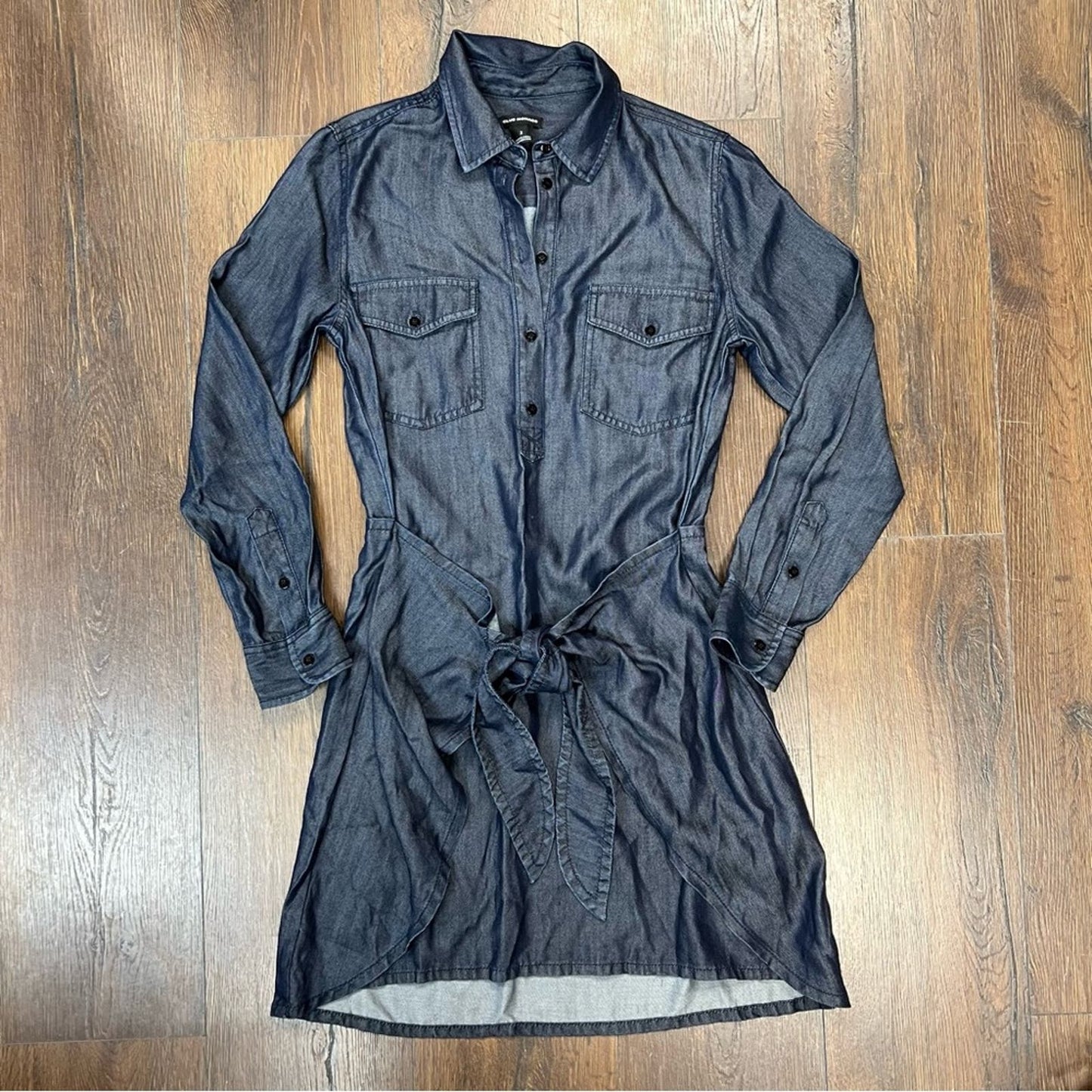 Club Monaco Dark Blue Denim Tie Dress SZ 2