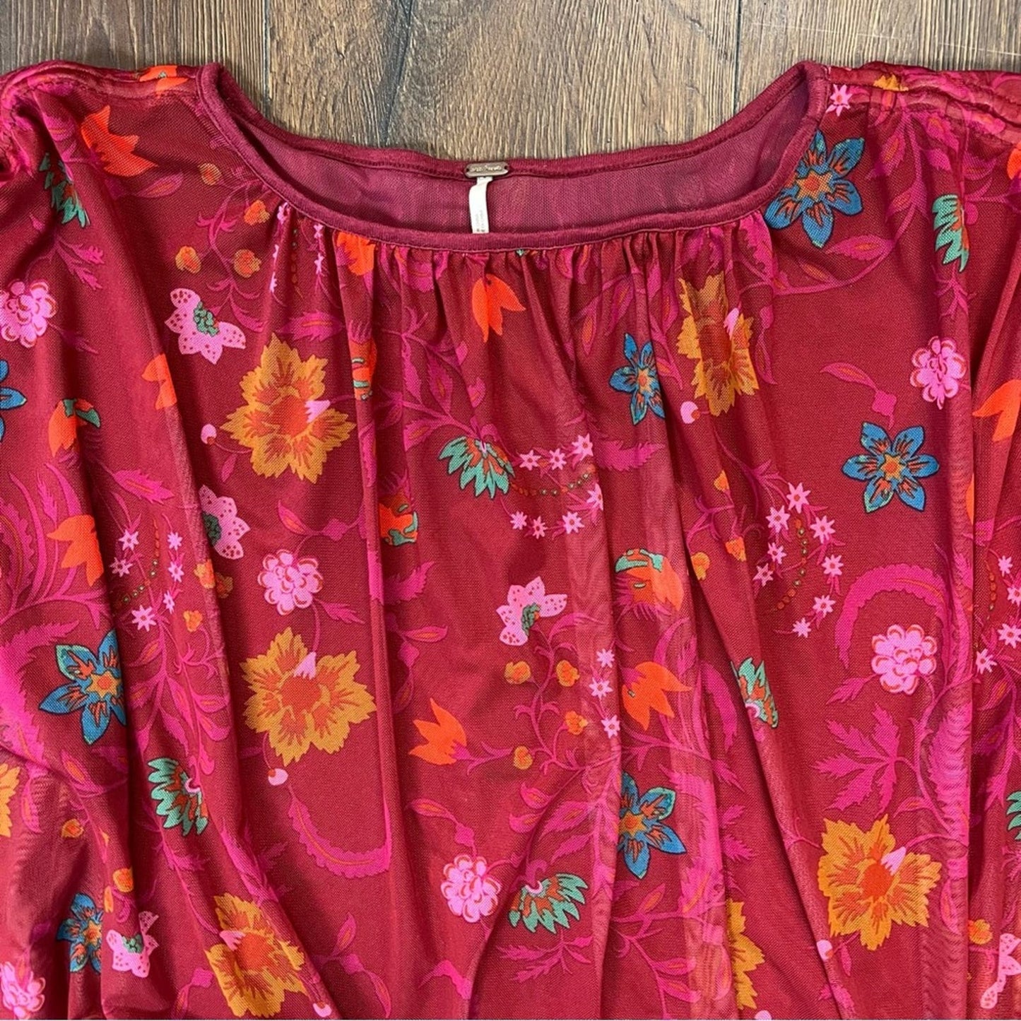 Free People Wildflower Honey Floral Blouse SZ SM