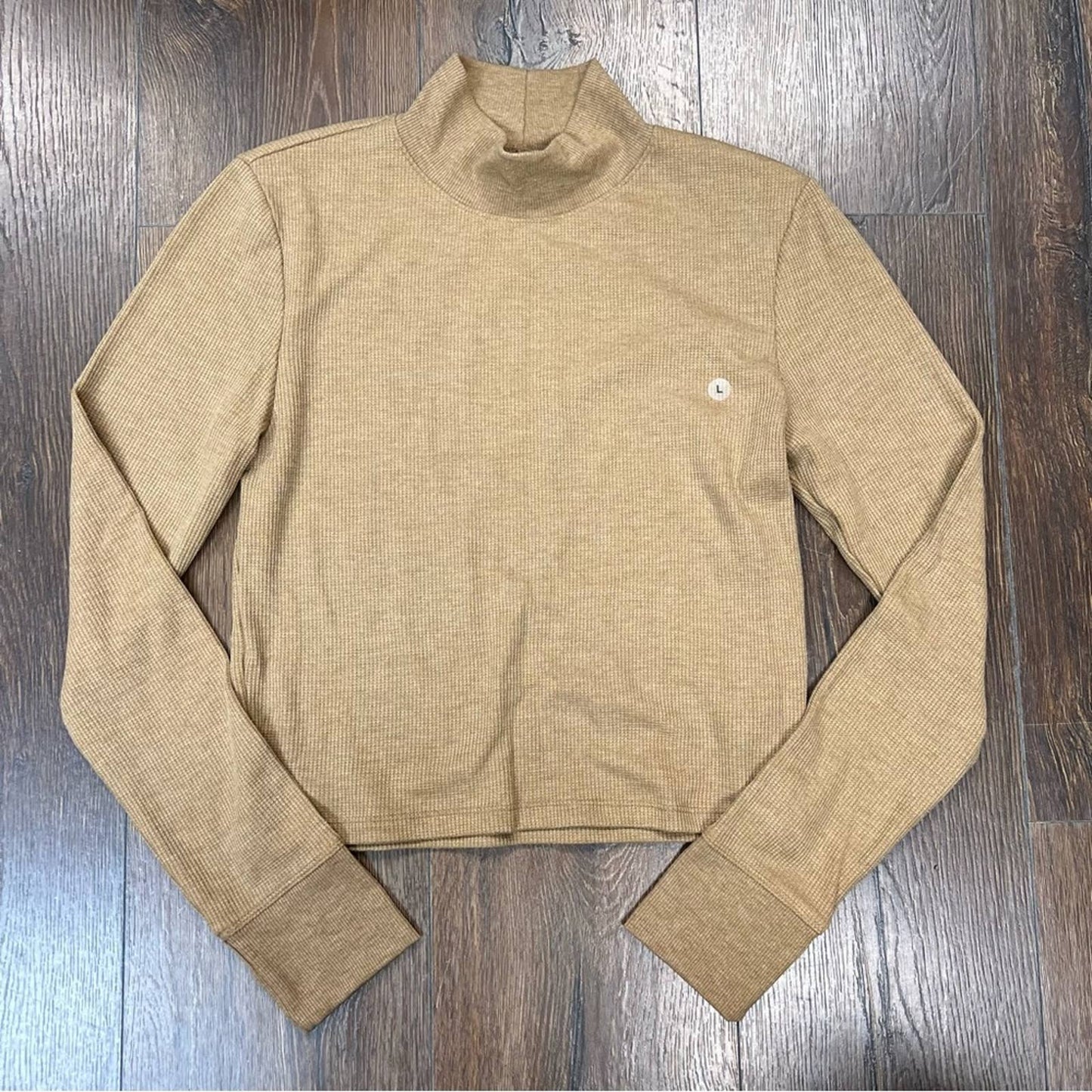 American Eagle Long-Sleeve Cropped Hey Baby Mock Neck Tee SZ LG