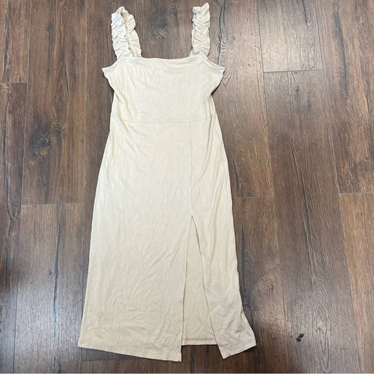 Sweet Lemon tan ribbed midi dress SZ LG