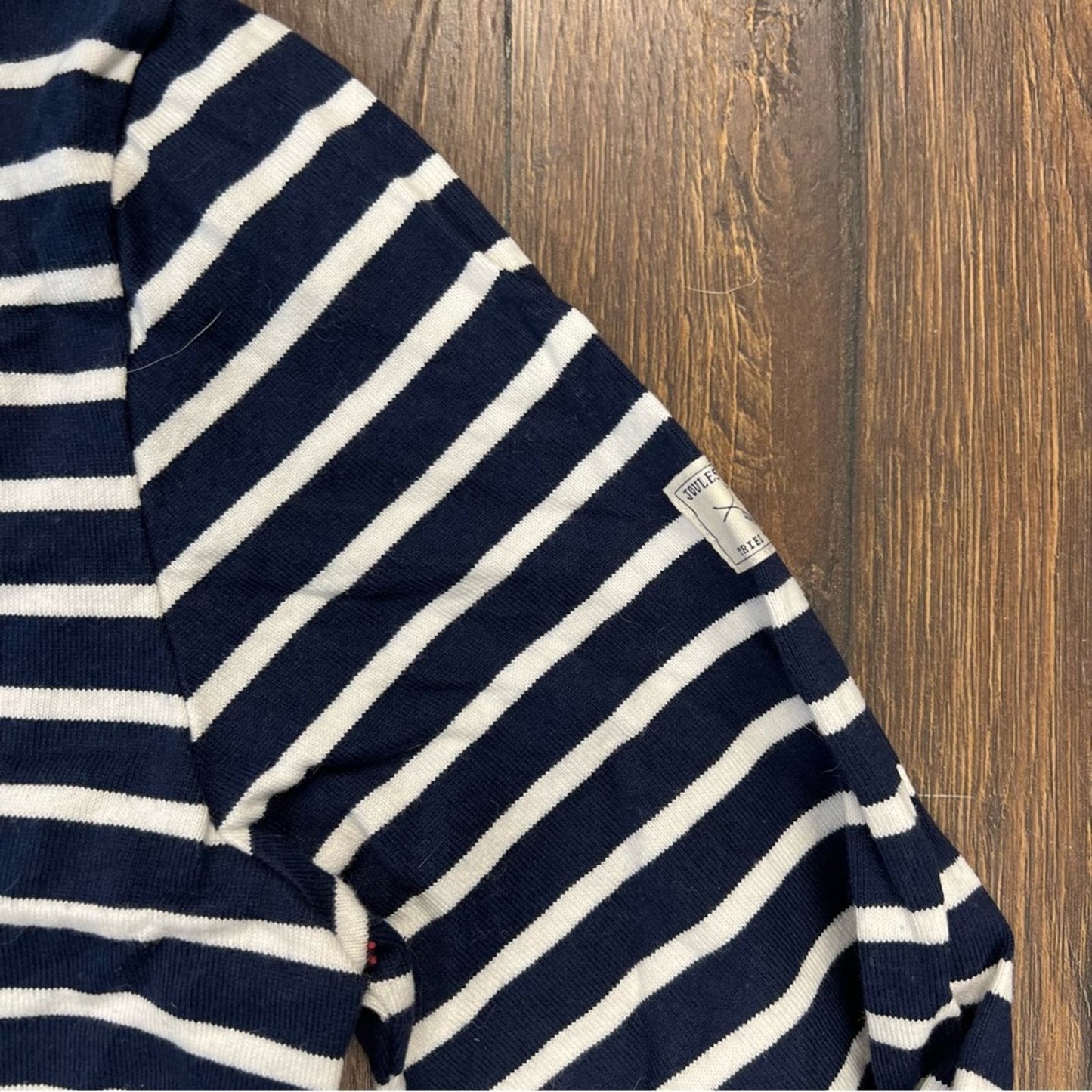 JOULES Harbour Notch Neck Womens Notch Neck Jersey Top - Navy Cream Stripe SZ 8