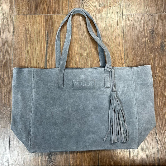 M.I.L.A. made in Los Angeles - gray Suede Tote w/ Tassel