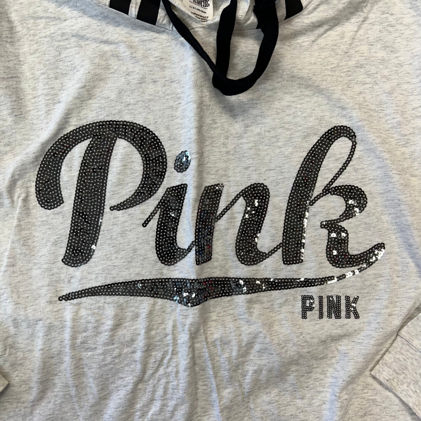Victoria Secret PINK long sleeve sequin tee SZ LG