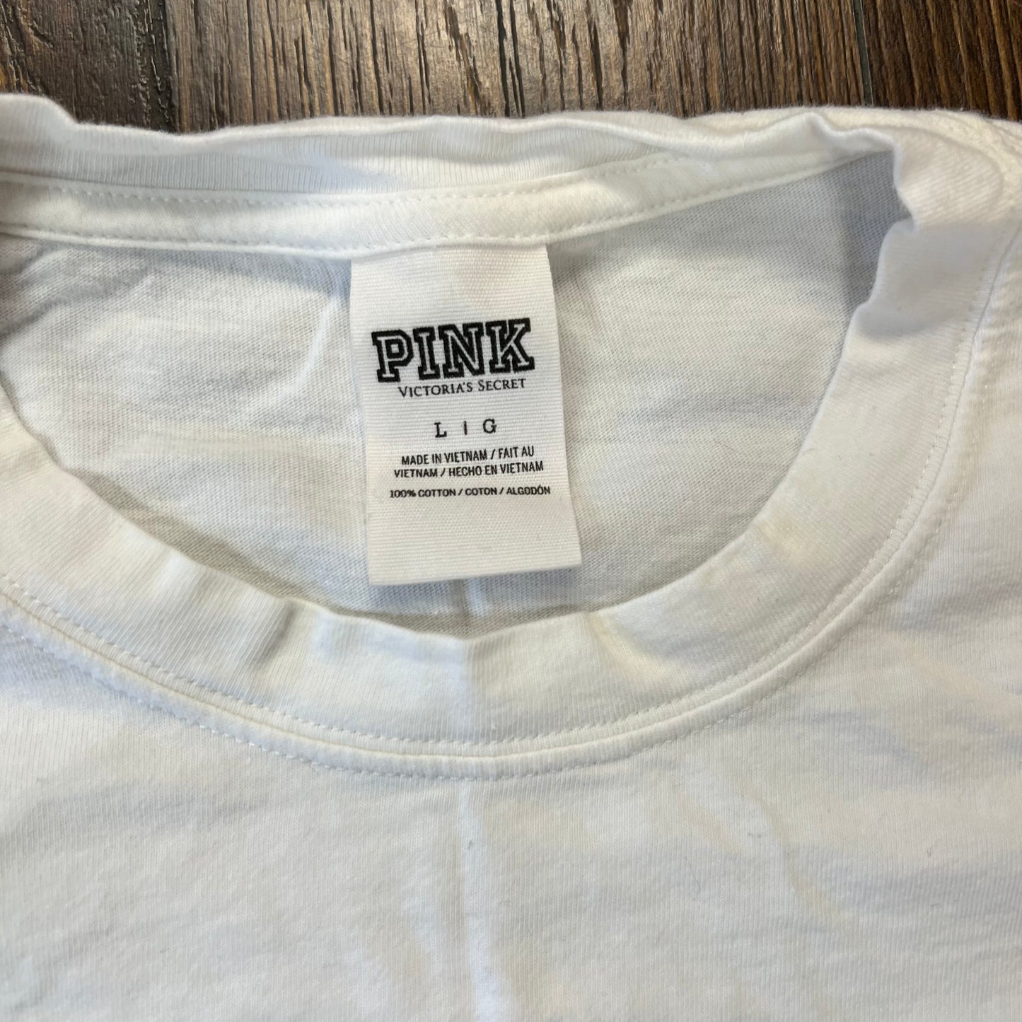 Victoria Secret PINK long sleeve sequin tee SZ LG