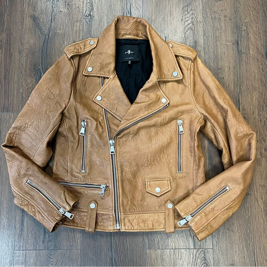 7 for all Mankind 100% genuine leather moto jacket SZ MED