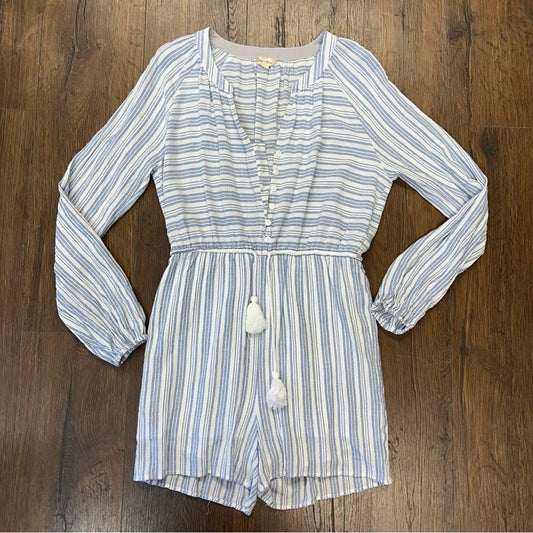 Hem & Thread blue sunset and white romper SZ LG