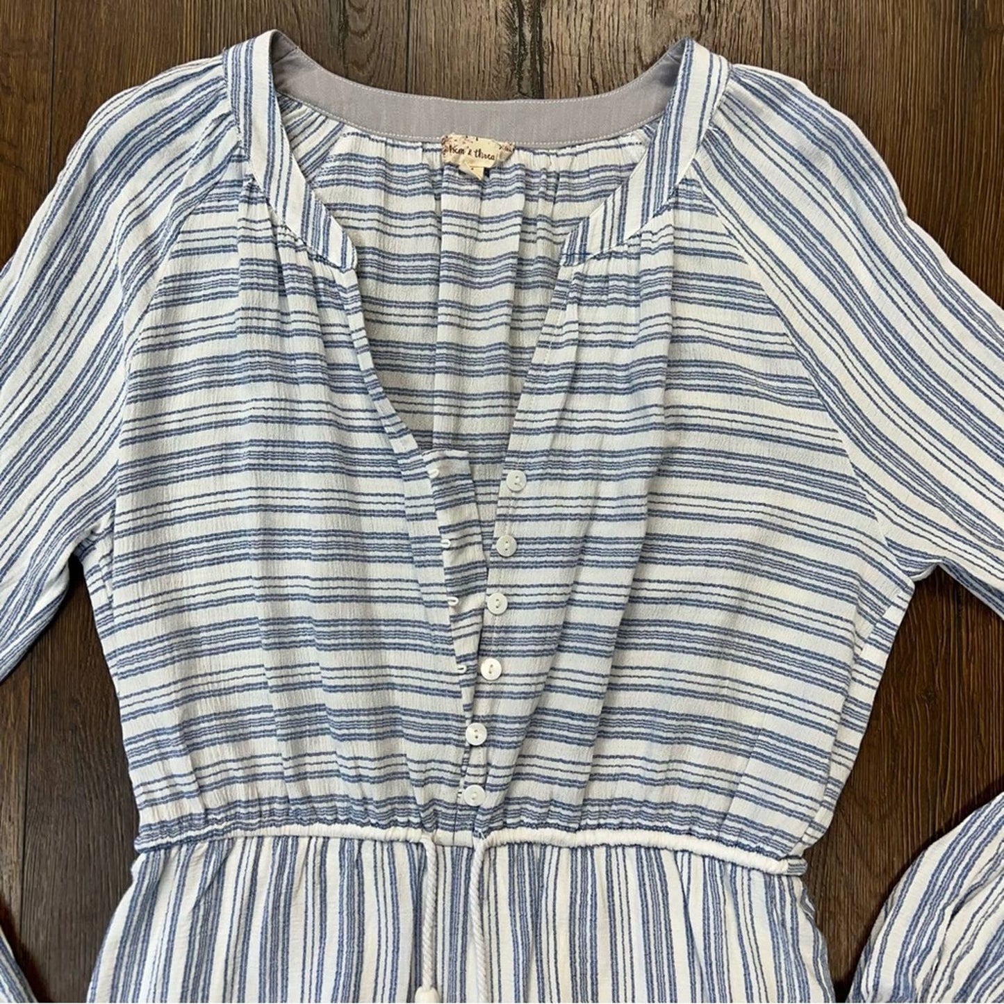 Hem & Thread blue sunset and white romper SZ LG