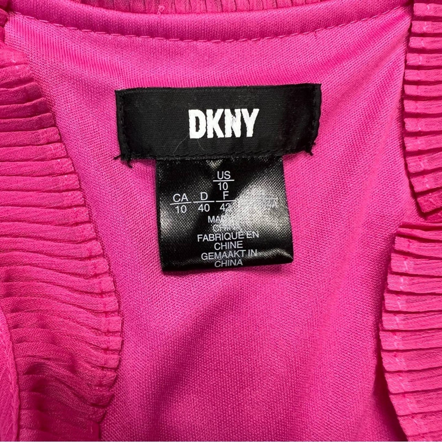 DKNY Split Tie V-Neck Sleeveless Pleated Chiffon Trapeze Dress SZ 10